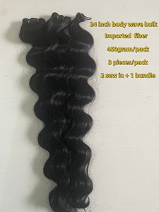 Extensions de cheveux Body Wave en vrac 24" 450G de haute qualité pour style <span class=keywords><strong>hybride</strong></span> à coudre, trame de cheveux premium et lot de mèches Boho Body Wave - Product Image 5