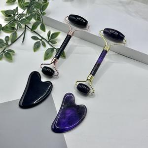 Ensemble <span class=keywords><strong>de</strong></span> rouleaux <span class=keywords><strong>de</strong></span> massage en <span class=keywords><strong>jade</strong></span> naturel en forme <span class=keywords><strong>de</strong></span> cœur pour le visage, amincissant, en aventurine verte et quartz rose - Product Image 4