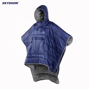 轻质睡袋斗篷披肩保暖冬季雨披可穿戴连帽被子毯徒步钓鱼户外运动
