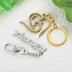 Your Own Design Stainless Steel <strong>Keychain</strong> <strong>Gold</strong> Silver Plated Key Rings Wholesale Hollow Die Cut Logo Letter 3D Keyring for Girl - Product Image 1