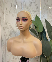 Maniquí de Cabeza de Mujer Modelo Europeo-Americano con Doble Hombro para Exhibición de Pelucas y Pendientes, Material PVC