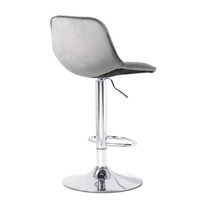 Tabouret de bar rembourré en velours, hauteur réglable, base chromée, pour comptoir de bar - Product Image 3