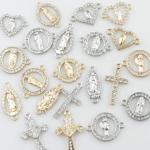 यूरोप लोकप्रिय धार्मिक शैली DIY फैशन आभूषण घटक मिश्र धातु जिक्रोन जीसस वर्जिन मैरी हार्ट पेंडेंट हार सहायक उपकरण - Product Image 4