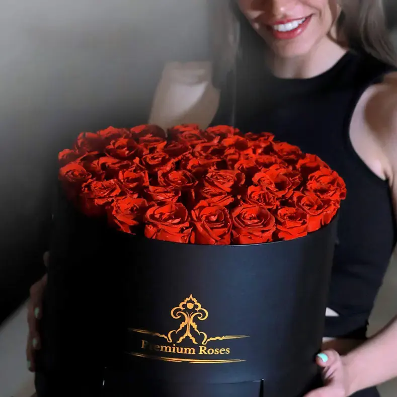 Çift katmanlı karton yuvarlak silindir çiçek kutusu ile özel Logo baskı i love mom çiçek kutusu hediye
