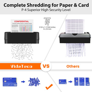 Ofitech piccola macchina trituratore carta Mini tagliacarte da scrivania trituratore per casa lavoro a brandelli carta CD - Product Image 5