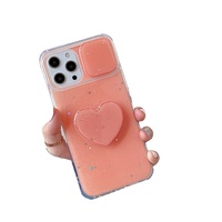 Nouvel arrivage Étui de téléphone portable liquide avec accessoires de béquille en forme de coeur Couverture arrière pour iPhone 11 12 13 14 15 16 17 Pro Max