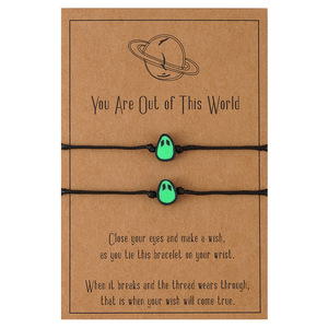 2024 thiết kế mới Anime phim hoạt hình người ngoài hành tinh bơ đen sáp chủ đề dệt có thể điều chỉnh thời trang vài Tình Bạn thẻ Vòng đeo tay - Product Image 1