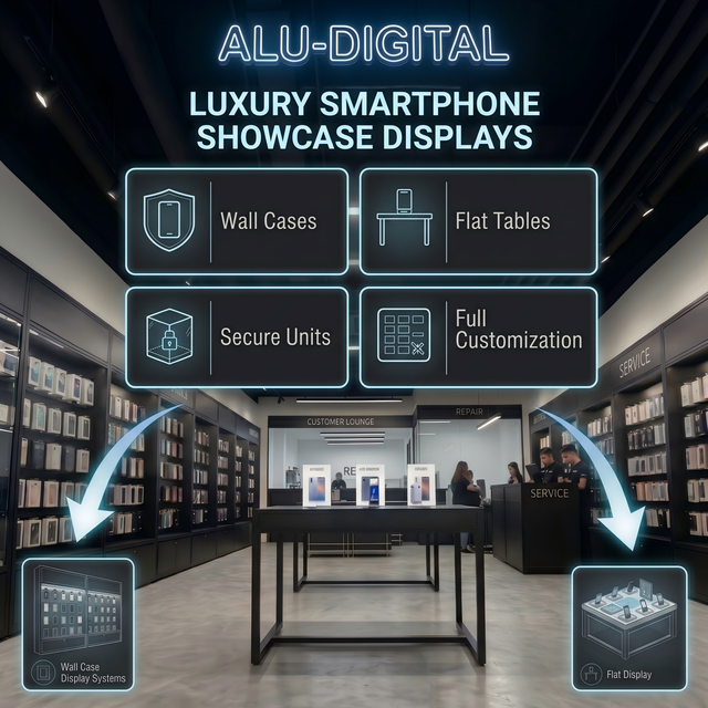 Mobile Phone Glass Display Cabinet with Stainless Steel and LED Lit High Quality Display Stand for Shop
