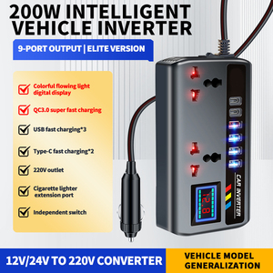 Convertisseur de courant pour voiture 12V 24V vers 220V 150W avec double prise AC et ports USB pour utilisation universelle sur véhicule, chargeur QC3.0 - Product Image 6
