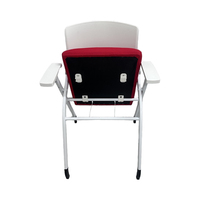 Chaise de conférence et de formation multifonctionnelle moderne avec plateau d'appoint, pieds fixes et roulettes pivotantes pour usage commercial en école