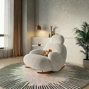 Sillón Mecedora Moderno con Relleno de Espuma de Microfibra, Respaldo Sólido, Mueble Contemporáneo para Sala de Estar con Patas de Madera - Product Image 1
