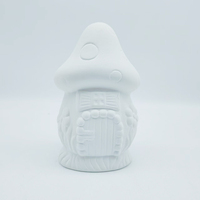 Gypse DIY 3D Non Peint Céramique Sculpture Bisque Champignon Maison Forme Figurines Décor À La Maison Peinture Ensemble pour Enfants Poterie Émail