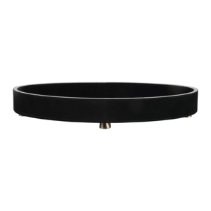 Vassoio decorativo rotondo minimalista in camoscio per centrotavola da caffè, elegante vassoio d'accento per la casa, per camera da letto o vanità del bagno - Product Image 1