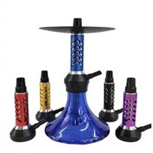 Juego de Cachimba de Vidrio Azul con Base de Metal, Pipa de Agua Portátil con 4 Chimeneas Coloridas para Salón y Fiestas - Product Image 1