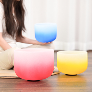 Ensemble de bols chantants en cristal de quartz coloré dégradé <span class=keywords><strong>Aria</strong></span> de Jinfang avec marteau offert - Product Image 2