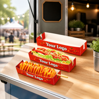 Barquette à hot-dogs biodégradable et écologique, de qualité alimentaire, résistante, rectangulaire, en papier kraft, pour emporter, personnalisable, pour en-cas