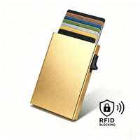 Porte-cartes RFID en aluminium avec logo personnalisé, portefeuille pop-up fin en métal, fabrication OEM