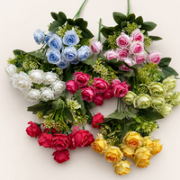 YM 10 Köpfe Künstliche Rosenblumen-Bouquet Seidenrosen mit Echtgefühl für Hochzeit, Heimdekoration, Großhandel, Büro und Zuhause
