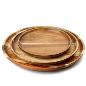 Piatto in Legno Lucido Rotondo per Tavola da Pranzo, Presentazioni Eleganti e Sicure - Product Image 1