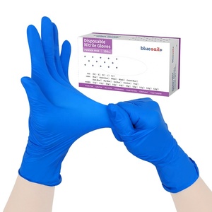 Gants en <span class=keywords><strong>Nitrile</strong></span> Bleu Foncé, 100 Pièces/Boîte, Texturés aux Doigts, <span class=keywords><strong>Sans</strong></span> Poudre, 4 mil, Gants d'Examen Médical en <span class=keywords><strong>Nitrile</strong></span> Jetables - Product Image 1