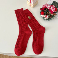Chaussettes brodées de Noël, lot de 5 paires, chaussettes en tricot avec motif de bonhomme de neige, renne, arbre, cadeau d'hiver pour femmes