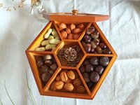 Boîte de fruits secs en bois chinois avec couvercle collection de bonbons division de graines de melon boîte de noix peut être logo personnalisé
