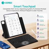 Keyboard Bisnis Ultra-Tipis COTECi untuk Kantor, Keyboard Tablet Nirkabel Mini Isi Ulang dengan Trackpad untuk iPad IOS Windows