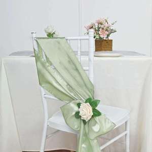 Pastel <b>Pink</b> Disposable Satin Chair Sash Pre-<b>Tied</b> <b>for</b> Banquets or Home Use <b>for</b> Baby Shower - Product Image 2