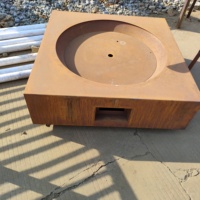 Fontaine d'eau ronde d'extérieur en acier Corten avec finition rouille, pour jardin, à prix abordable