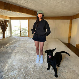 Loose Fit Casual Full <b>Sleeve</b> O-Neck Solid Knee Tracksuit <b>Top</b> <b>Ladies</b> Hoodie <b>Short</b> Set Oversized Sweatshirt <b>Shorts</b> Women Summer - Product Image 2