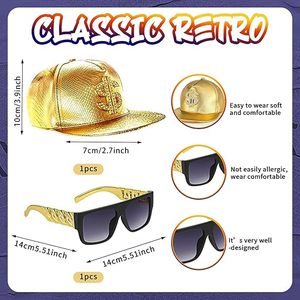 Hip Hop Kostüm Seti, 80'ler/90'lar Kalın Kumaşlı Rapçi Gangster Aksesuar Seti Süslü Elbise Kova Şapka Dolar İşareti Kolye Güneş Gözlüğü ile - Product Image 6