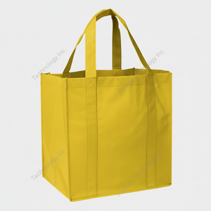 Bolsa de mano no tejida PET reutilizable ecológica, diseño de patrón de letras para compras convenientes - Product Image 1