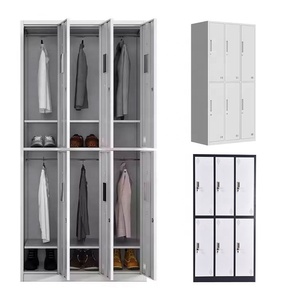 Vente à <span class=keywords><strong>prix</strong></span> réduit Armoire moderne en fer Almirah Armoire à miroir Placard en acier Meubles <span class=keywords><strong>de</strong></span> rangement en tissu Armoire à 6 portes en métal - Product Image 3