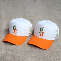 Topi Baseball 5 Panel Bordir Logo Custom Personalisasi Grosir, Dua Warna, Unisex, Sporty Kasual, Pinggiran Melengkung, Katun Bernapas