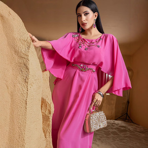 OEM/ODM Abaya Elegante de Color Sólido, Talla Grande, Alta Calidad, Estilo Dubái, Vestido Largo con Cuentas de Perlas para Ramadán, Ropa Modesta - Product Image 1