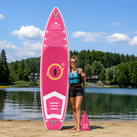 Planche de paddle gonflable de 11 pieds, ensemble complet trois pièces : pagaie, pompe, leash, aileron, sac à dos, kit de réparation, logo personnalisé, vente en gros