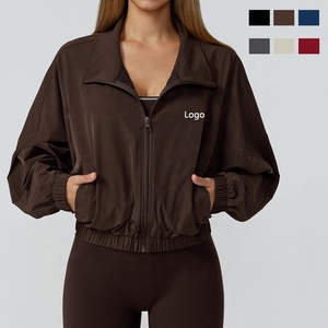 Femmes Casual Zip Stand Collar Long Sleeve Quick Drying Fitness Gym Workout Running Athletic Jackets Sport Wear <span class=keywords><strong>Sweatshirt</strong></span> Tops - Product Image 3