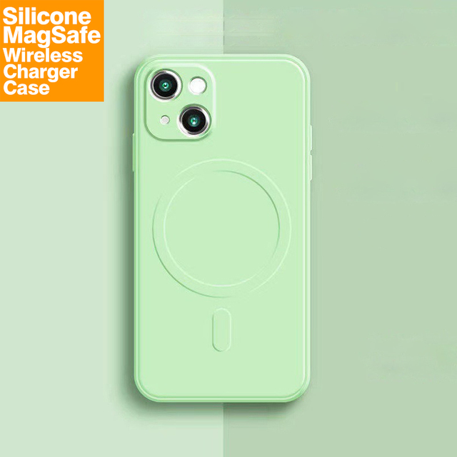 For iphone 11 12 13 14 15 16 Microfiber Phone case Material with Magnetic Wireless Charger for apple Pro Max case Blue