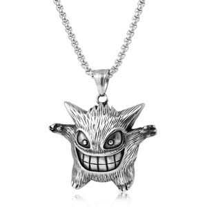yunnique Collier unisexe punk rétro en acier inoxydable avec pendentif arbre et esprit animal - Product Image 1