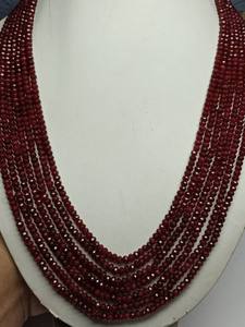 Collar de cuentas de jade natural de alta calidad, color rojo, 4 mm, facetadas, tipo rondel, listo para usar, para niñas. - Product Image 5