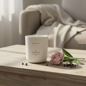 PROJ.SCENCE Peony Musk Scented <b>Candle</b>-Ceramic Jar Soy & Beeswax Minimalist Style Home Decoration Air Freshener - Product Image 3