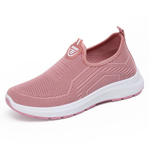 Women's Spring Fly Knit Upper Breathable Toe Solid Color Large Size Casual <b>Shoes</b> <b>Soft</b> Sole PVC Outsole Lightweight Slip-on - Product Image 2