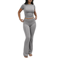 T-shirt court moulant pour femme en tissu extensible de qualité supérieure, style streetwear décontracté à manches courtes - Vente en gros