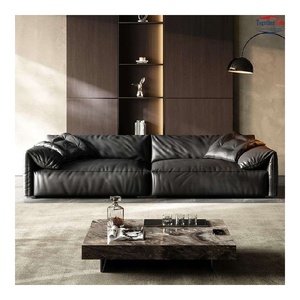 Sofá Seccional Negro Estilo Italiano, Diseño de Cojines Afelpados, Estructura de Madera Resistente, Estética Moderna y Minimalista para Espacios Habitables - Product Image 1