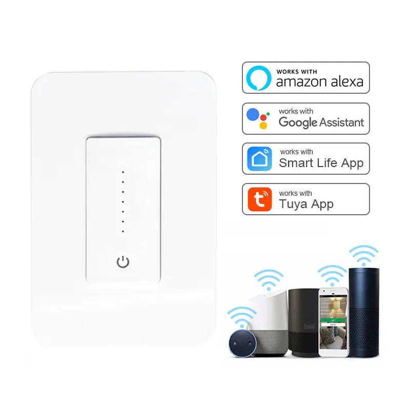Remote control alexa tuya mini smart home touch wifi three way dimmer light wall switch