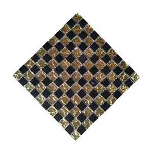 Schwarz-Gold glänzende Mosaik Wohnzimmer Glaswand fliese Innenwand mosaike