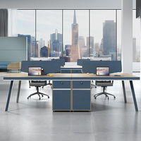Bureau informatique moderne de luxe écologique pour deux personnes, postes de travail pour 4 à 6 employés, ensemble de mobilier de bureau avec chaises en bois