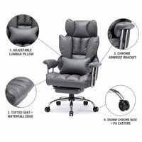 Chaise de bureau ergonomique en cuir à dossier haut avec repose-pieds, grande taille, robuste, capacité de charge de 180 kg, soulagement des douleurs dorsales, idéale pour l'école
