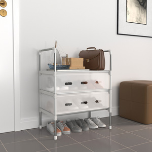 <span class=keywords><strong>Scarpiera</strong></span> Moderna Minimalista in Metallo di Nuovo Stile, Antipolvere, Multistrato, Assemblabile, Economica per Ingressi e Dormitori - Product Image 4