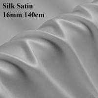 Tissu en satin de soie de mûrier pure de luxe 16 mm, largeur 140 cm, couleur personnalisée, textile en soie charmeuse pour vêtements de détente et haute couture